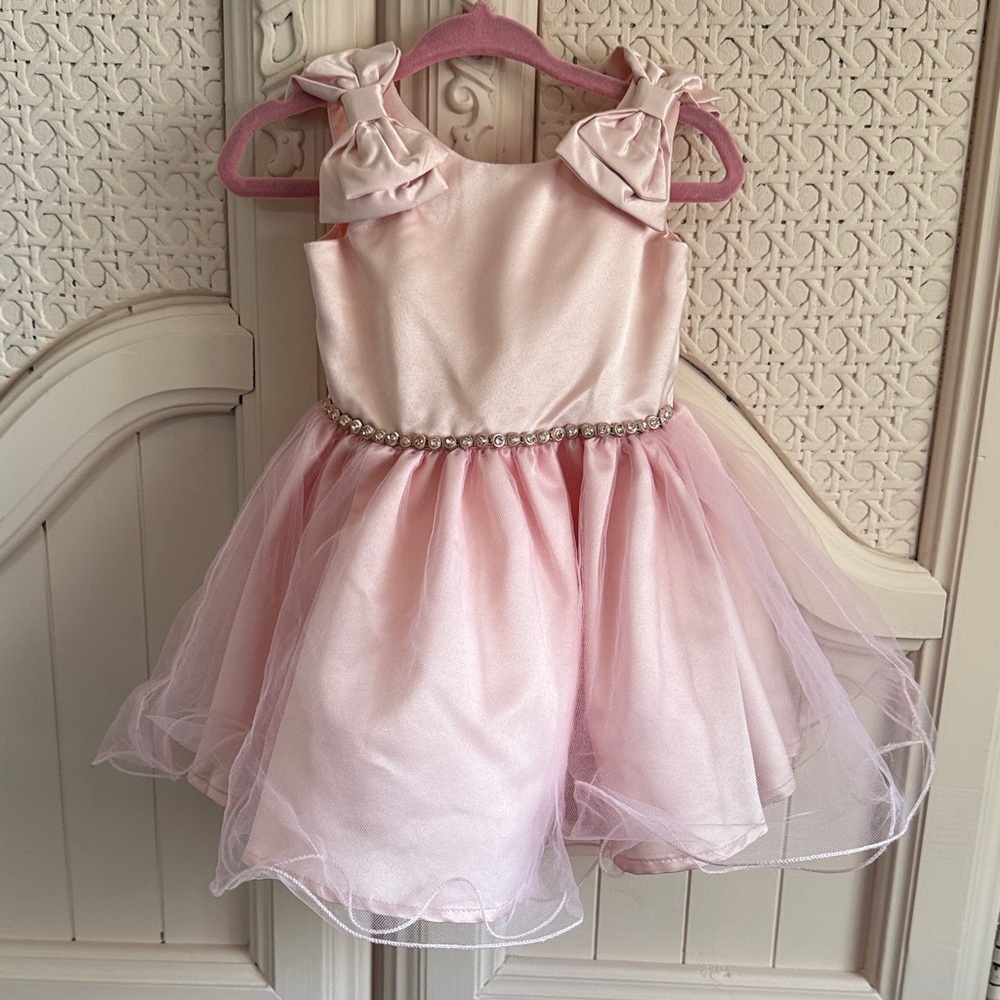 Pink Tulle Dress with Bow Details
